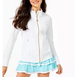 Lilly Pulitzer Luxletic Cotton Modal Blend Activewear Resort White Large Jacket